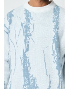 Pull à motif abstrait blanc 2