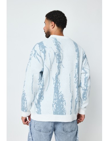 Pull à motif abstrait blanc