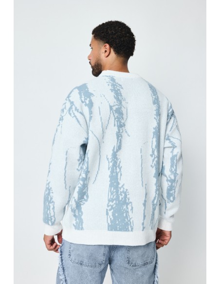 Pull à motif abstrait blanc