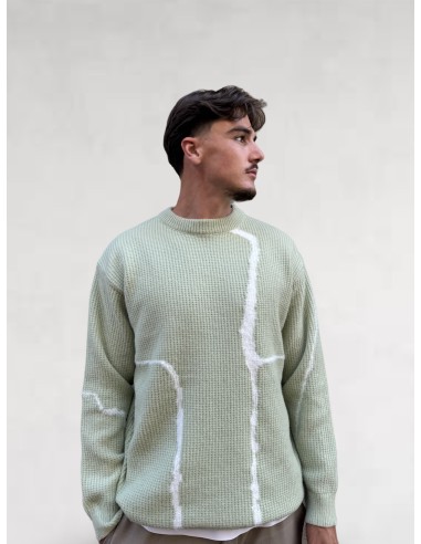 Pull en maille artistique vert