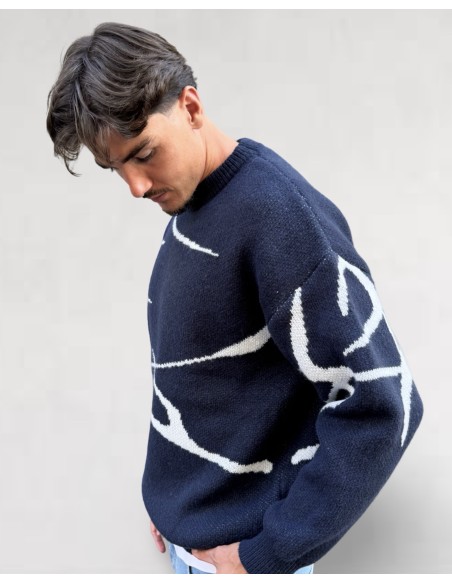 pull en maille bleu marine