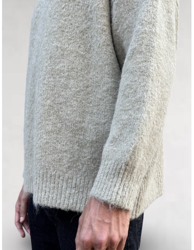 Pull uni à col rond beige
