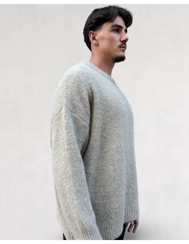 Pull uni à col rond beige
