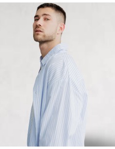 Chemise loose manches longues à rayures bleue 2