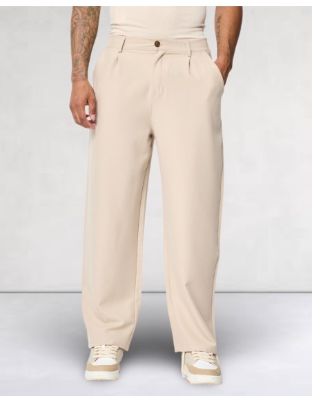 Pantalon classic coupe large uni beige