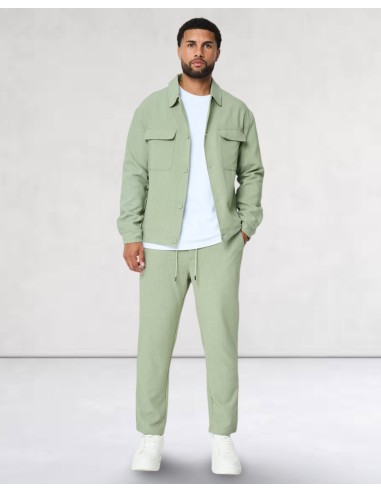 Ensemble uni veste et pantalon vert