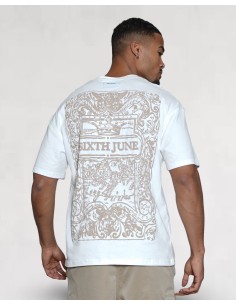 T-shirt "azulejos" beige et bordeaux