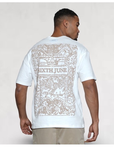 T-shirt "azulejos" beige et bordeaux