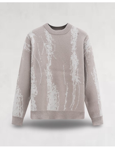 Pull à motif abstrait beige