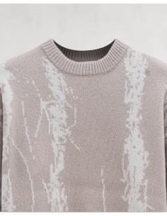 Pull à motif abstrait beige 2
