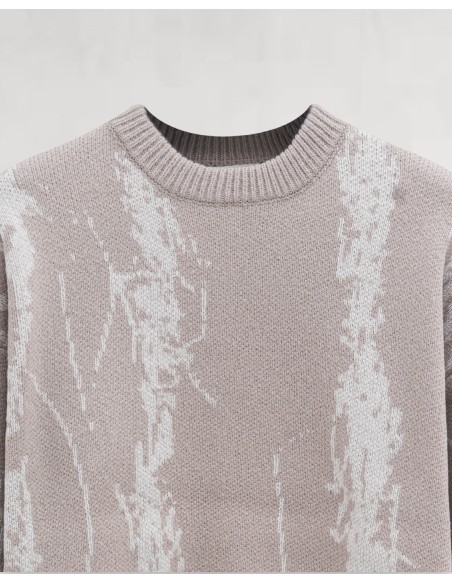 Pull à motif abstrait beige