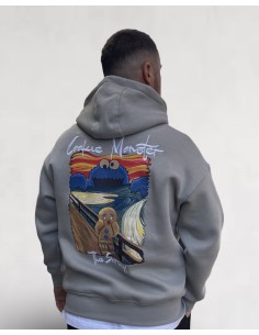 Hoodie Cookie Monster Gris