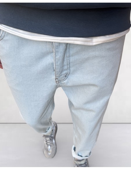 Jean coupe boyfriend uni bleu clair