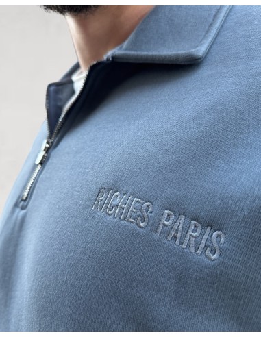 Pull col haut zippé "riches paris" bleu