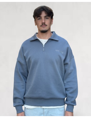 Pull col haut zippé "riches paris" bleu