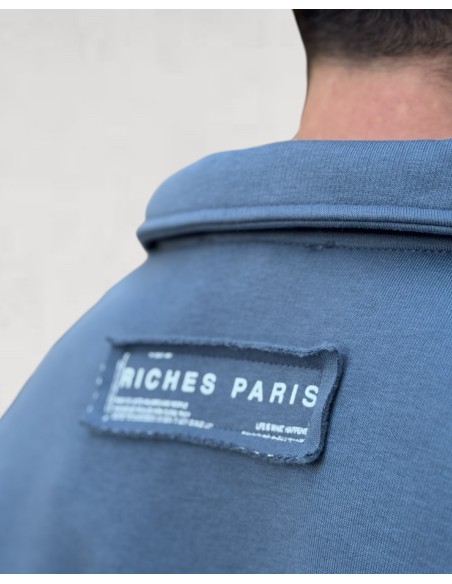 Pull col haut zippé "riches paris" bleu