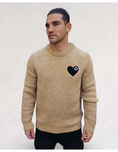 Pull Beige en Maille coeur noir