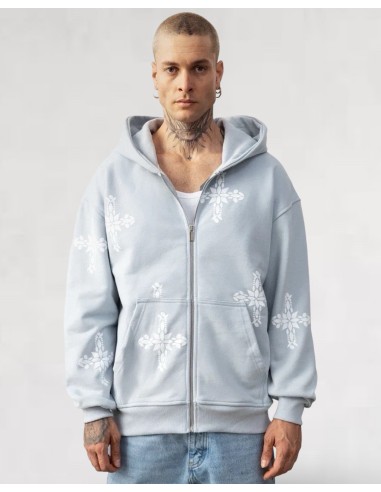 hoodie zip bleu ciel "cross"