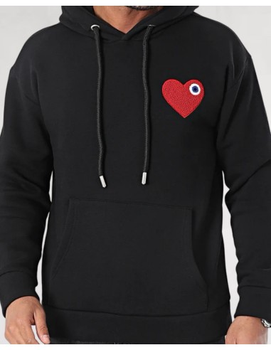 Hoodie Coeur BLACK RED