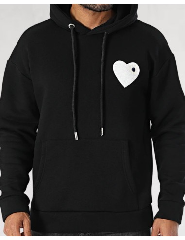 Hoodie Coeur Noir Blanc