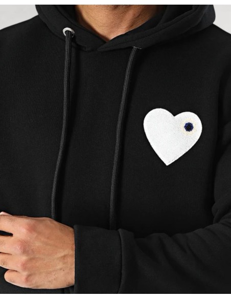 Hoodie Coeur Noir Blanc