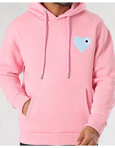 Hoodie Coeur Rose Baby Blue