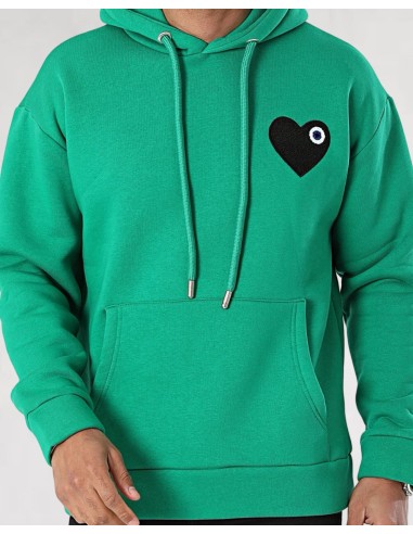 Hoodie Vert coeur Noir