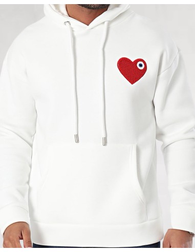 Hoodie Coeur WHITE RED