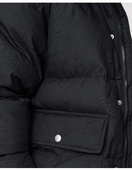 Doudoune à motif floral noire