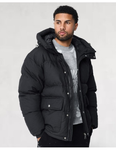 Doudoune à motif floral noire