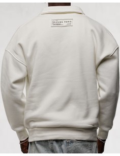 Pull col haut zippé "riches paris" blanc 2