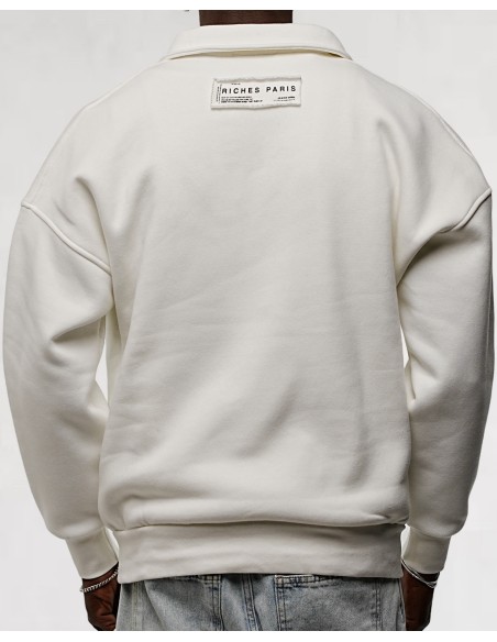 Pull col haut zippé "riches paris" blanc