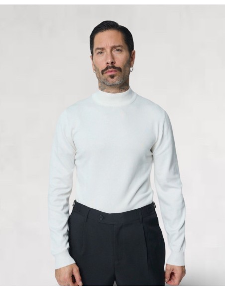 Pull col haut classe blanc