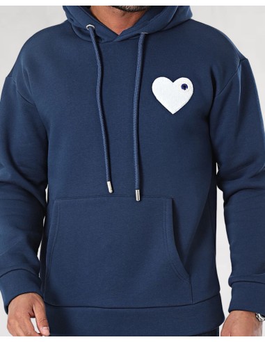 Hoodie Coeur Marine White