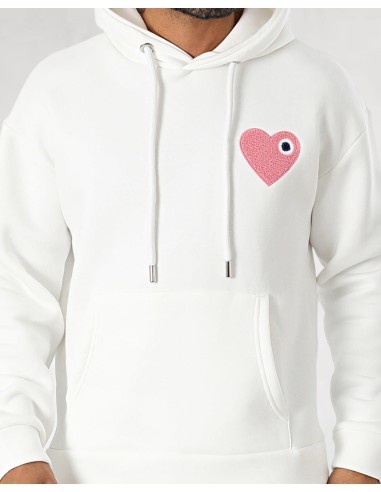 Hoodie Coeur Blanc Rose