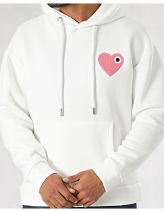 Hoodie Coeur Blanc Rose 2