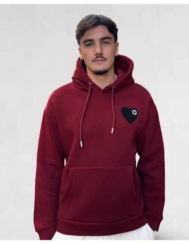 Hoodie bordeau Coeur noir