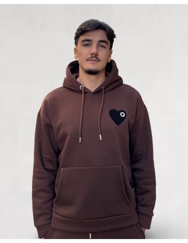 Hoodie marron Coeur noir