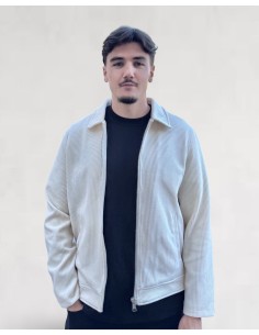 Veste zippée effet velour blanc 2