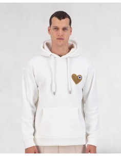 Hoodie Coeur Blanc Beige