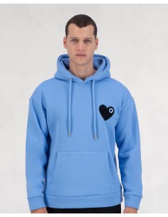 Hoodie Coeur Baby Blue Noir