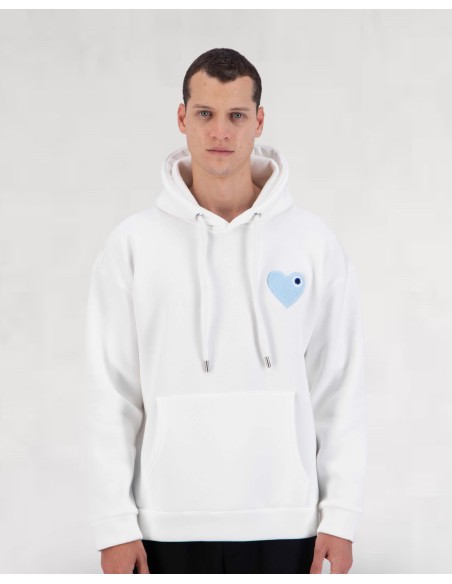 Hoodie Coeur Blanc Baby Blue