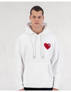 Hoodie Coeur WHITE RED