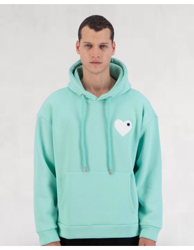 Hoodie Coeur Vert Eau Blanc