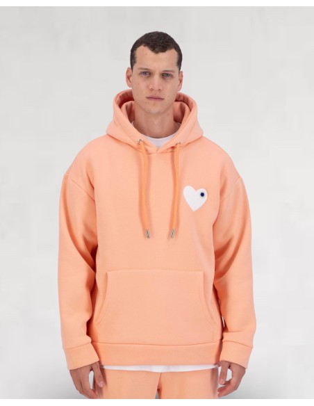 Hoodie Coeur Saumon Blanc