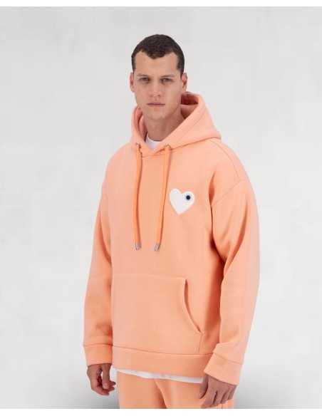 Hoodie Coeur Saumon Blanc