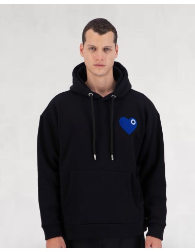 Hoodie Coeur Noir Bleu Royal