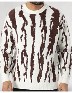 pull en maille zébré bordeaux
