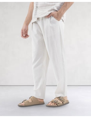 Pantalon tailleur en lin beige