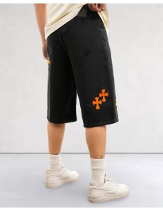 Short en jean "Templier" noir 2